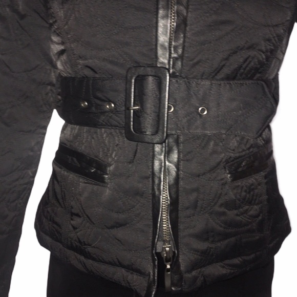 Bebe Nylon Rabbit Fur Collar Down Jacket Coat S - Picture 2 of 15